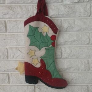 Festive Holiday Stocking with Holly Design